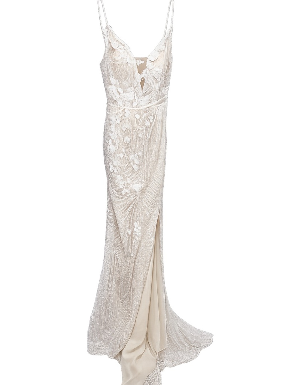 Signature Galina Champagne Lace Evening Dress